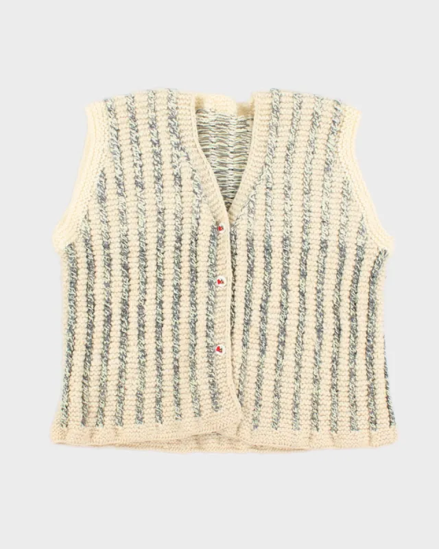 Handmade Striped Knit Sleeveless Cardigan - M sold by Rokit