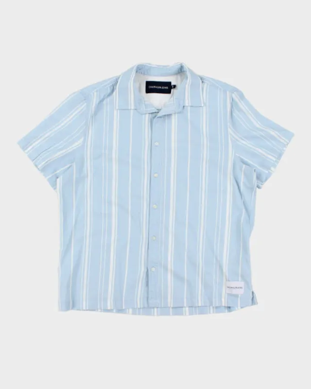 Vintage Men's Calvin Klein Striped Short Sleeve Shirt - L sold by Rokit