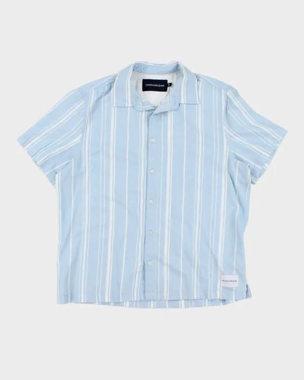 Vintage Men's Calvin Klein Striped Short Sleeve Shirt - L sold by Rokit