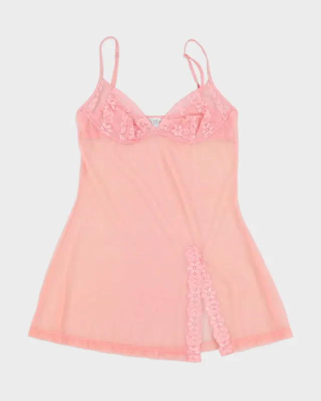 Y2K 00s La Senza Pink Mesh Slip - S sold by Rokit