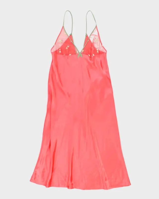 Vintage Malizia Pink Slip Maxi Dress - M sold by Rokit