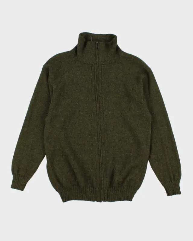 Men's Green Funnel neck Zip Up Cardigan - M sold by Rokit