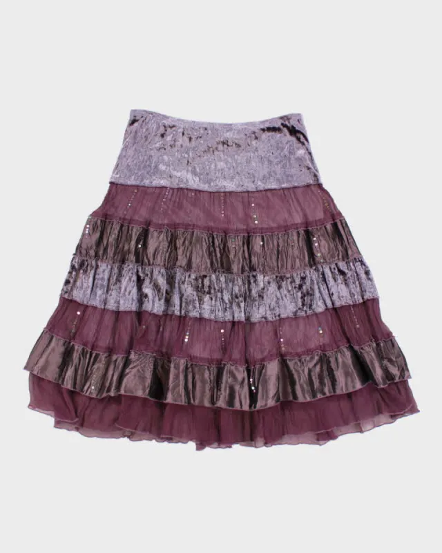 Y2k 00s Purple Tiered Skirt - M sold by Rokit
