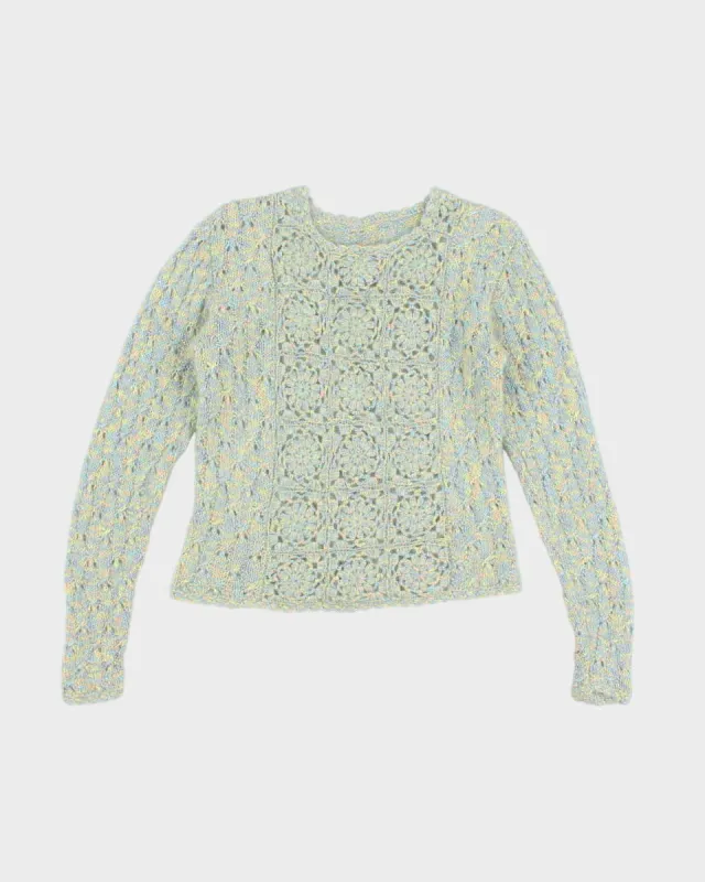 Handknit Floral Jumper - S sold by Rokit