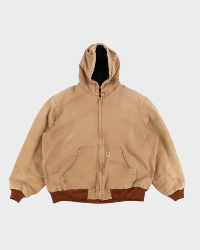 Vintage Men's Tan Fleeced Lined Hooded zip up Carhartt Jacket - XL sold by Rokit
