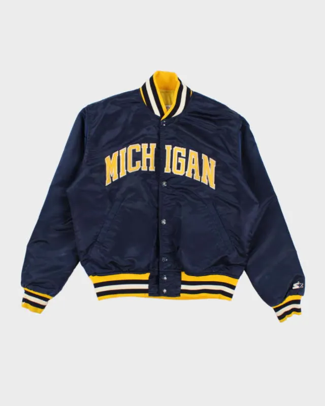 Vintage Men's Navy Michigan Wolverines Satin Starter Varsity Jacket - M sold by Rokit
