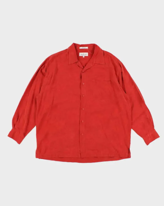 Vintage 90s Bill Blass Red Silk Shirt - XL sold by Rokit