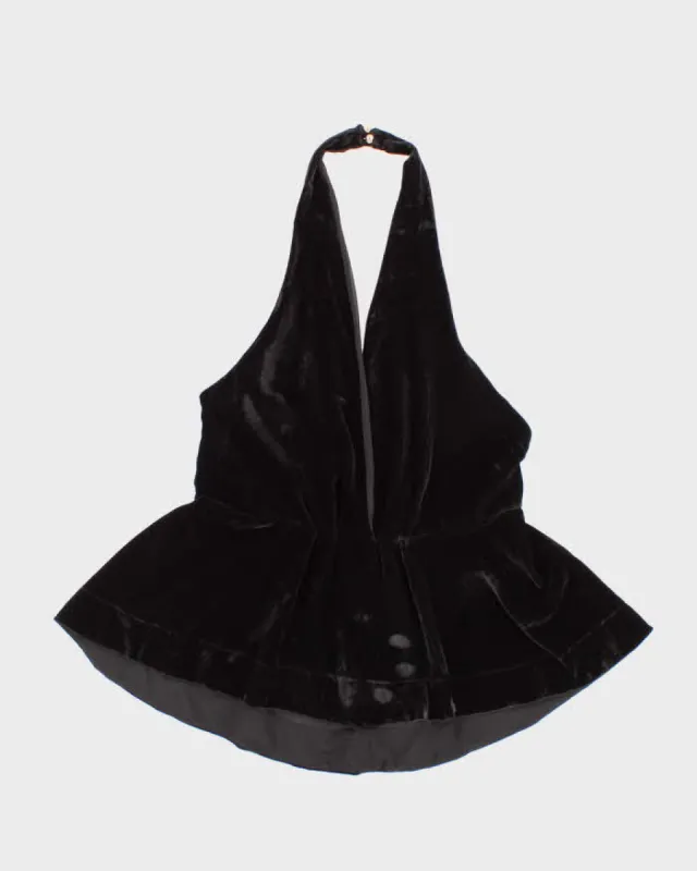 Black Velvet Halter Neck Top - S sold by Rokit