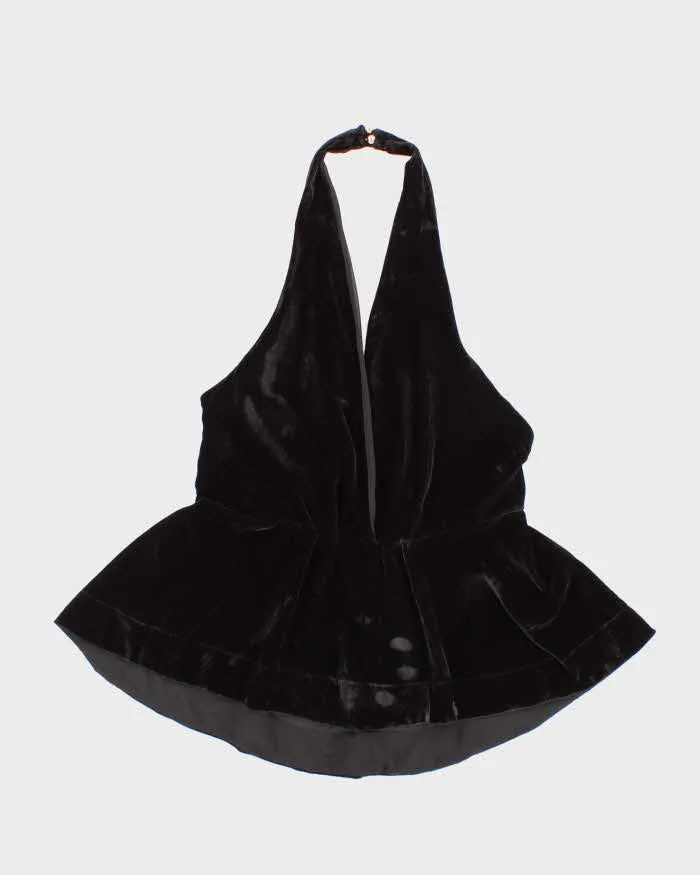 Black Velvet Halter Neck Top - S sold by Rokit