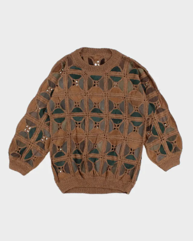 Vintage Men's Unique Knit Patchwork Sweater - M sold by Rokit