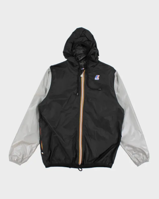 K-way Black and Grey Windbreaker Jacket - M made by K-Way