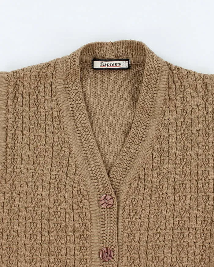 Mens Brown Chunky Knit Button UP Sweater Vest - M sold by Rokit product image thumbnail 3