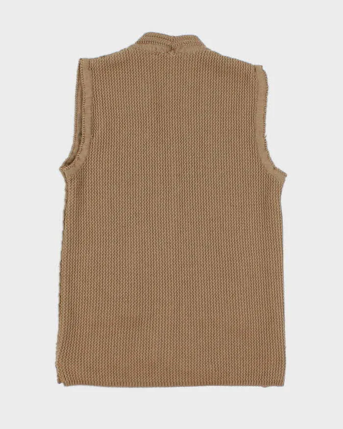 Mens Brown Chunky Knit Button UP Sweater Vest - M sold by Rokit product image thumbnail 2