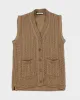 Mens Brown Chunky Knit Button UP Sweater Vest - M sold by Rokit