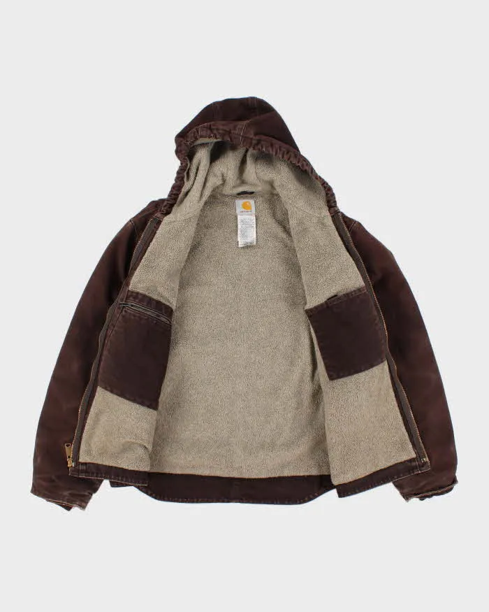 Vintage Men's Brown Carhartt Hooded Fleece lined Jacket - L sold by Rokit product image thumbnail 4