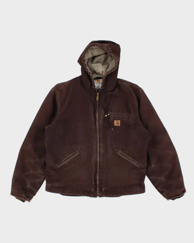 Vintage Men's Brown Carhartt Hooded Fleece lined Jacket - L sold by Rokit