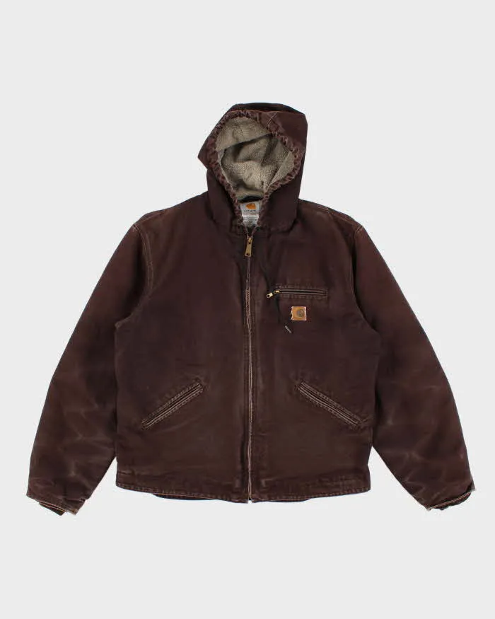 Vintage Men's Brown Carhartt Hooded Fleece lined Jacket - L sold by Rokit
