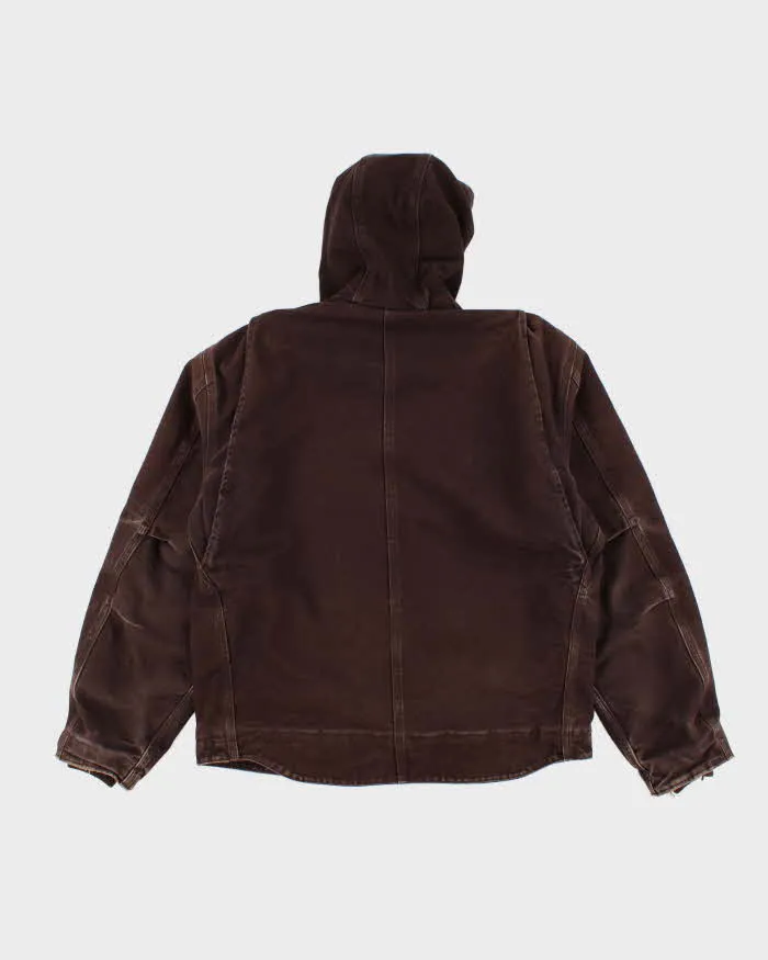 Vintage Men's Brown Carhartt Hooded Fleece lined Jacket - L sold by Rokit product image thumbnail 2
