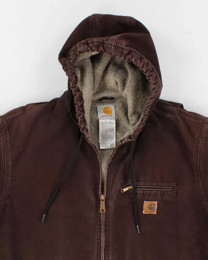 Vintage Men's Brown Carhartt Hooded Fleece lined Jacket - L sold by Rokit product image thumbnail 3