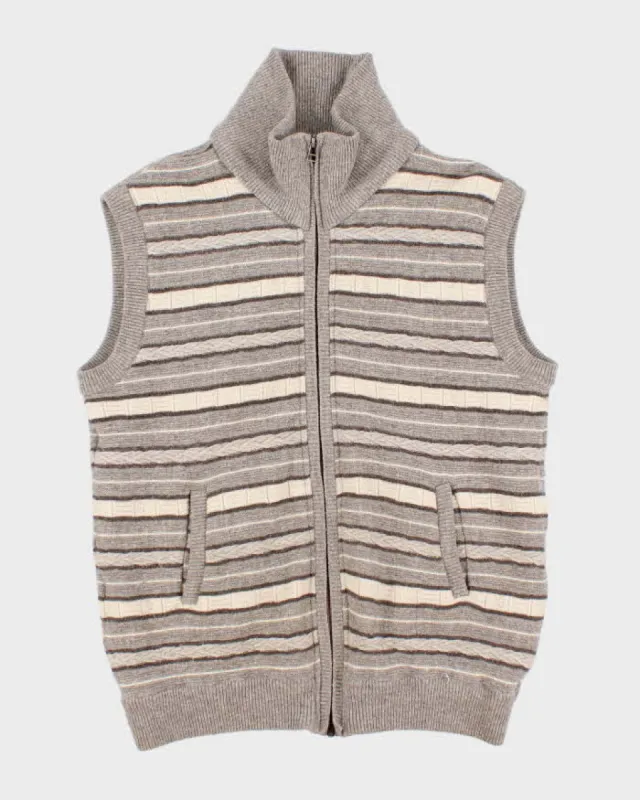 Vintage Mens Stripped Zip Up Knit Vest - M sold by Rokit