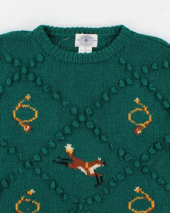 Vintage Men's Green Fox Patterned Knit Sweater - M sold by Rokit product image thumbnail 3