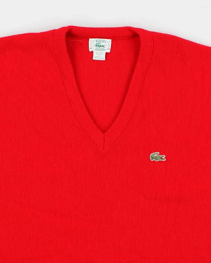 90s Vintage Men's Red Lacoste Izod Knit Jumper - L sold by Rokit product image thumbnail 3