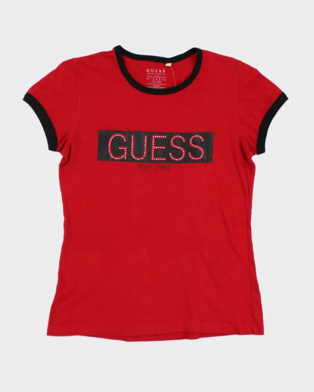 Y2k 00s Guess Womens Red T-shirt - XL sold by Rokit