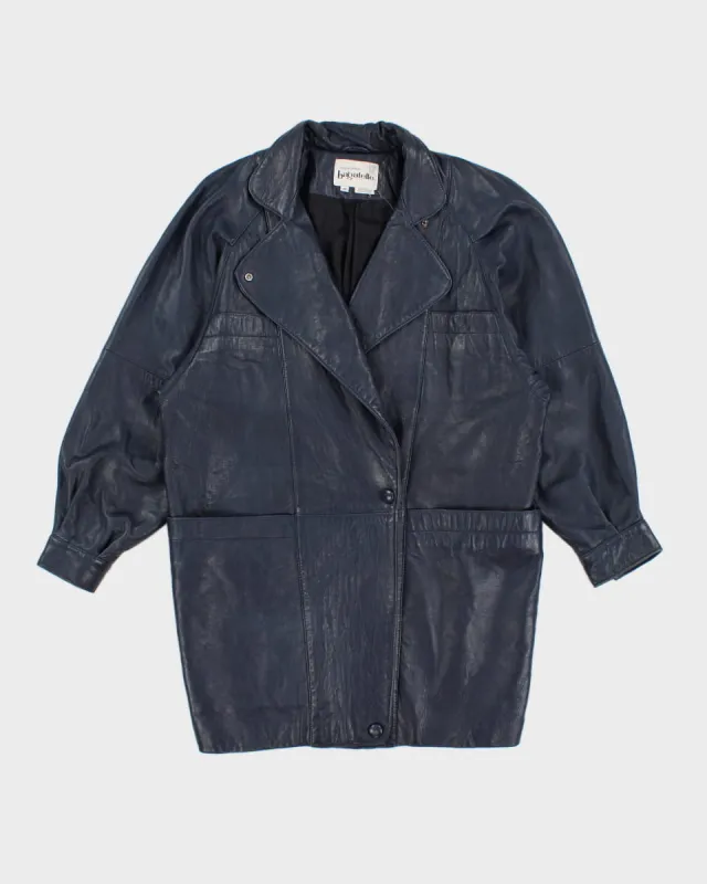Vintage 80s Bagatelle Blue Leather Coat - M sold by Rokit