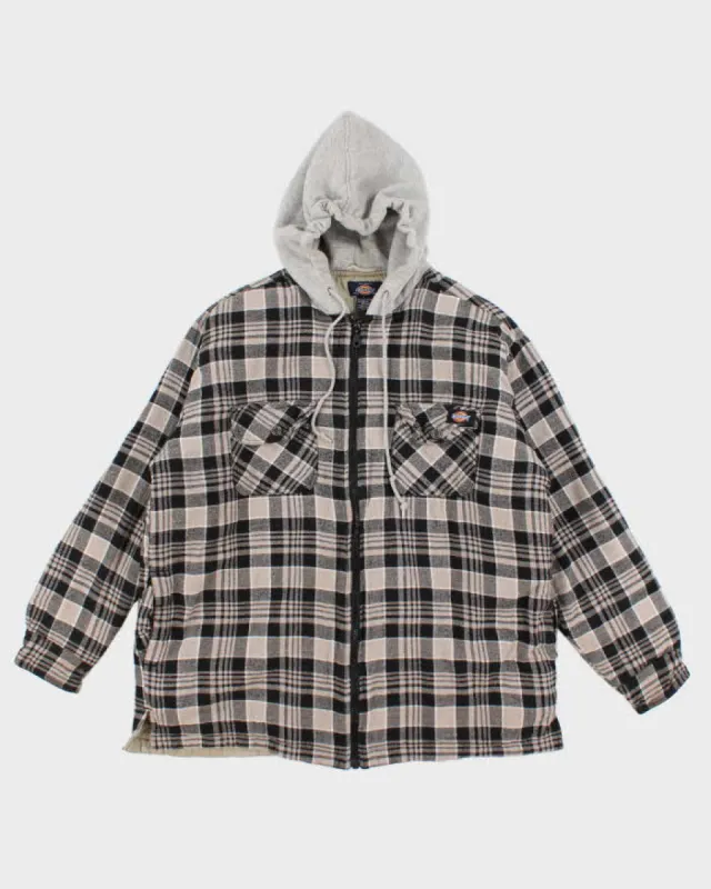 Men's Grey Dickies Checked Zip Up Hoodie - L made by Dickies