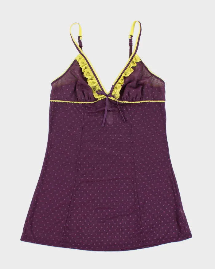 Y2k 00s La Vie En Rose Purple Mesh Lingerie Slip - M sold by Rokit
