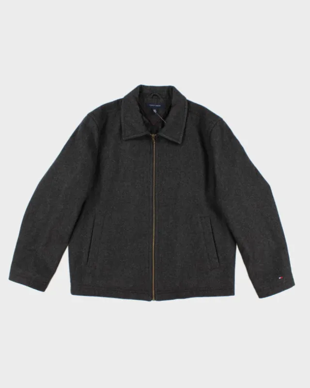 00s Tommy Hilfiger Wool Blend Grey Coat - L sold by Rokit