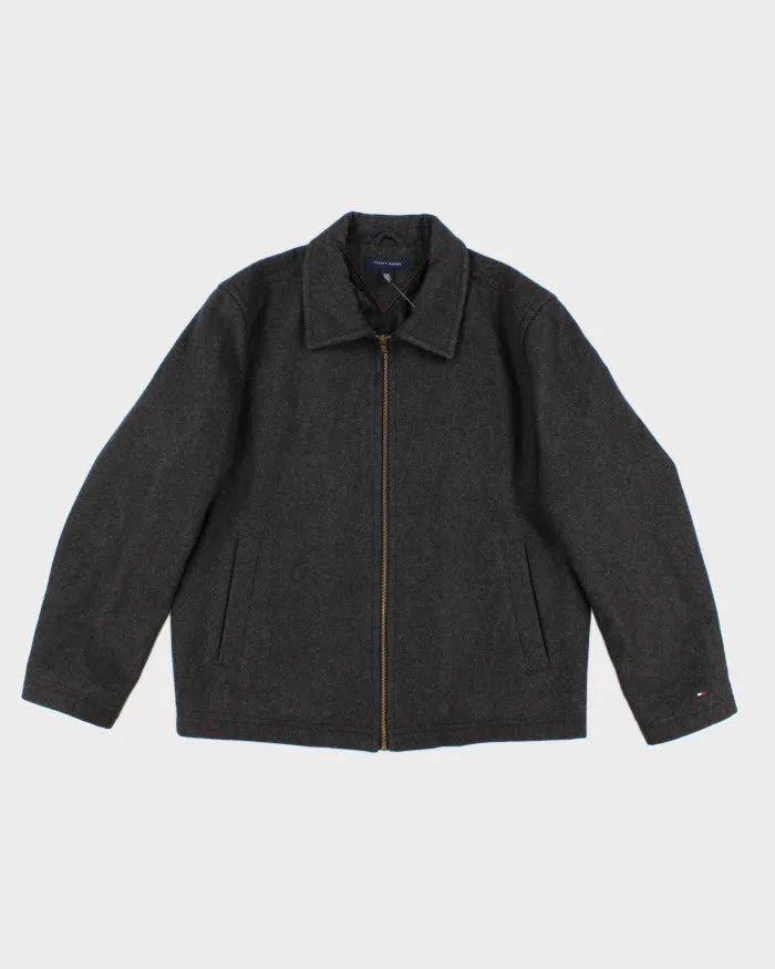 00s Tommy Hilfiger Wool Blend Grey Coat - L sold by Rokit