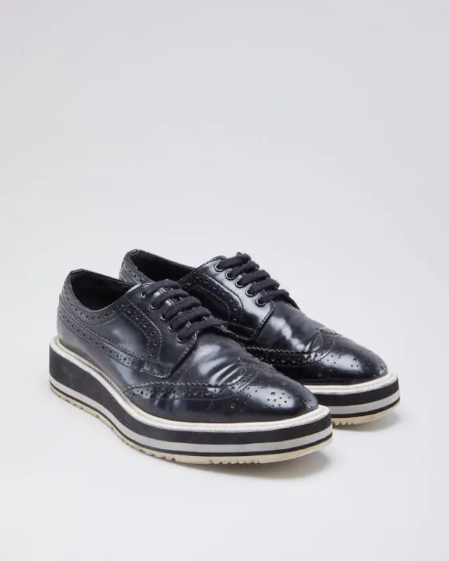 Vintage Woman's Black Prada Platform Oxfords - UK3 sold by Rokit