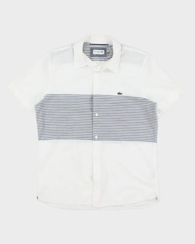 Lacoste White Stripe Short Sleeve Shirt - M sold by Rokit