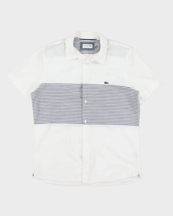 Lacoste White Stripe Short Sleeve Shirt - M sold by Rokit