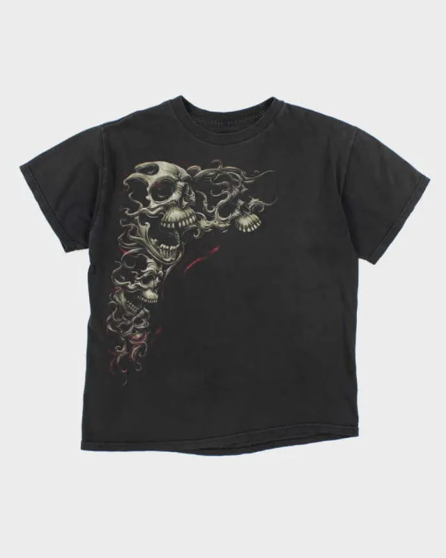 Vintage Men's Grungy Skull Graphic Black T Shirt - M sold by Rokit