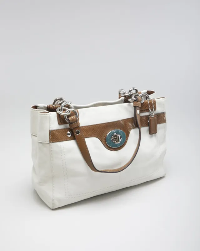 Vintage Woman's Cream And Brown Coach Leather Handbag sold by Rokit