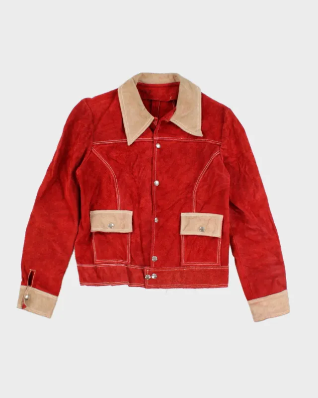 Vintage 1960s Mod Suede Red And Cream Suede Jacket - S sold by Rokit