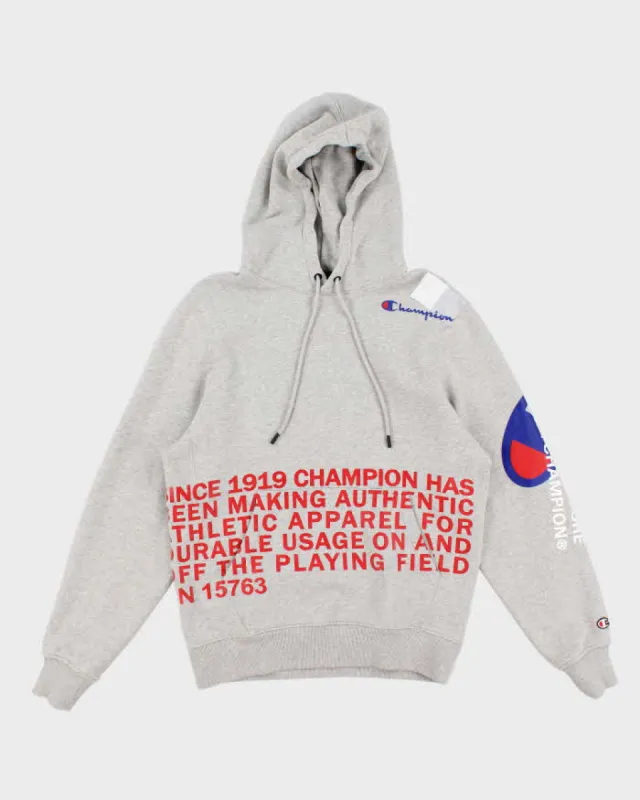 Mens Grey Champion Graphic Hoodie - M sold by Rokit