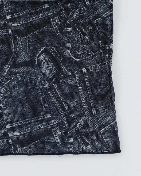 Y2k 00s Denim Print Mesh Cami - M sold by Rokit product image thumbnail 4