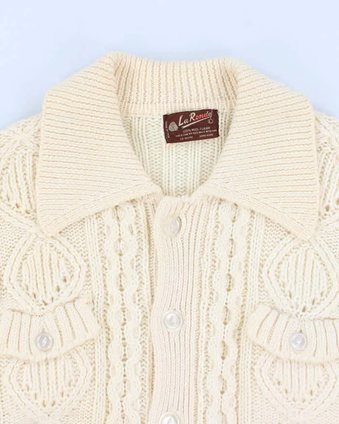 Womens Vintage Cream Cable Knit Wool Button Up Cardigan - L sold by Rokit product image thumbnail 3