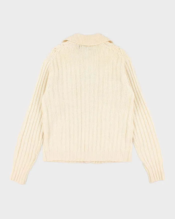 Womens Vintage Cream Cable Knit Wool Button Up Cardigan - L sold by Rokit product image thumbnail 2