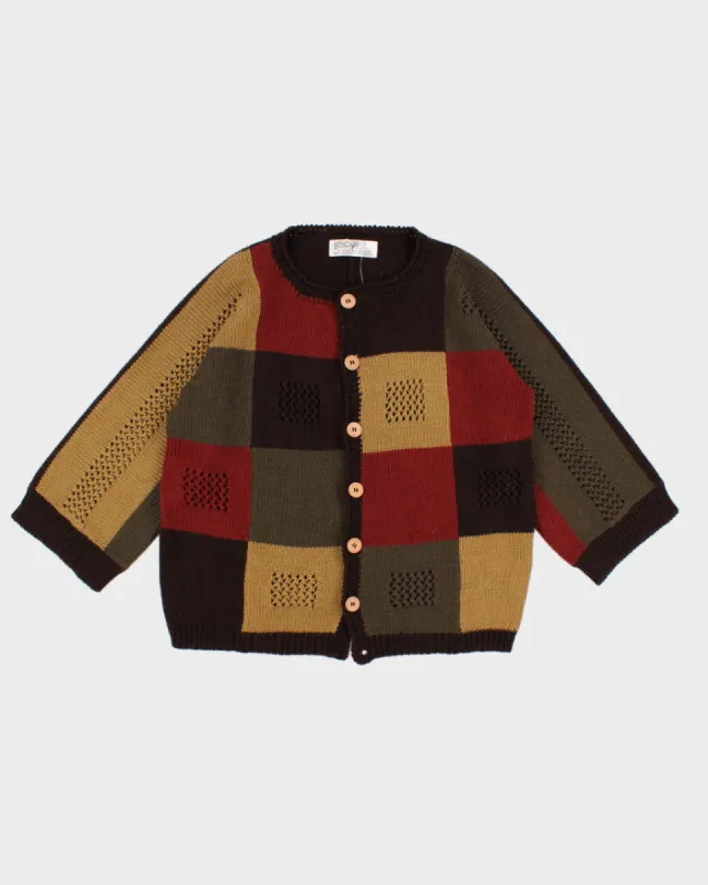 Autumnal Colour Block Panelled Cardigan - L sold by Rokit