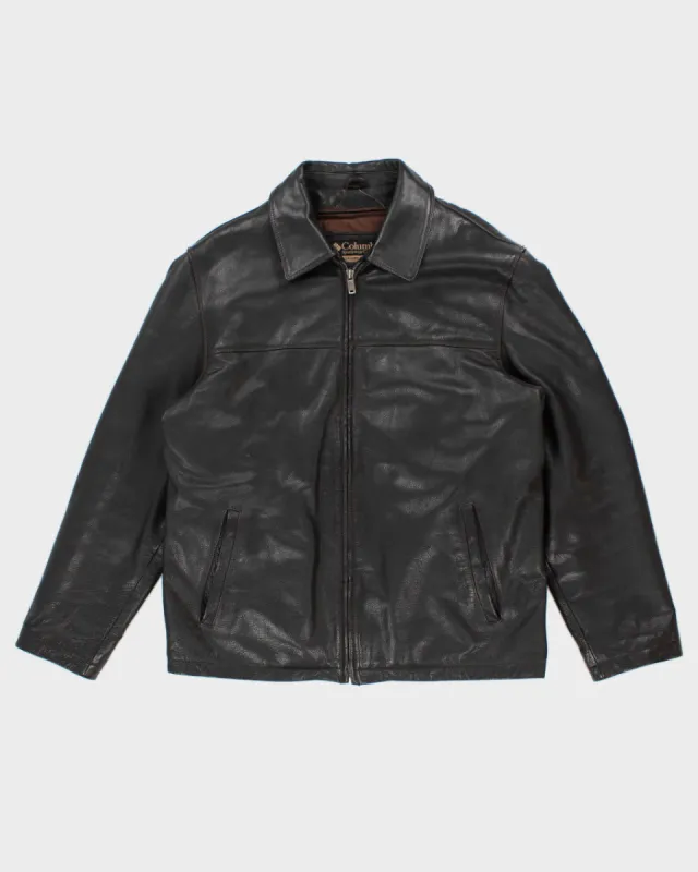 Mens Black Leather Columbia Leather Zip Up Jacket - L sold by Rokit