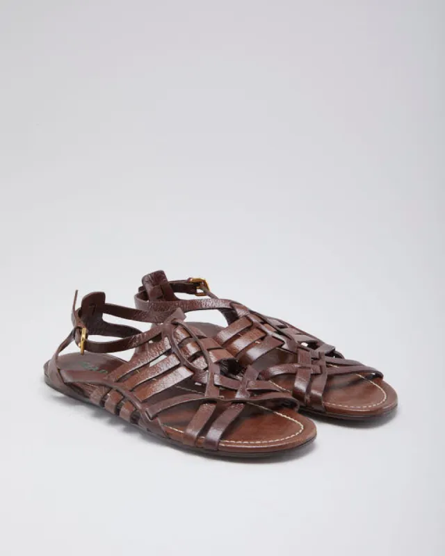 Vintage Woman's Brown Prada Leather Gladiator sandals - UK 3 sold by Rokit