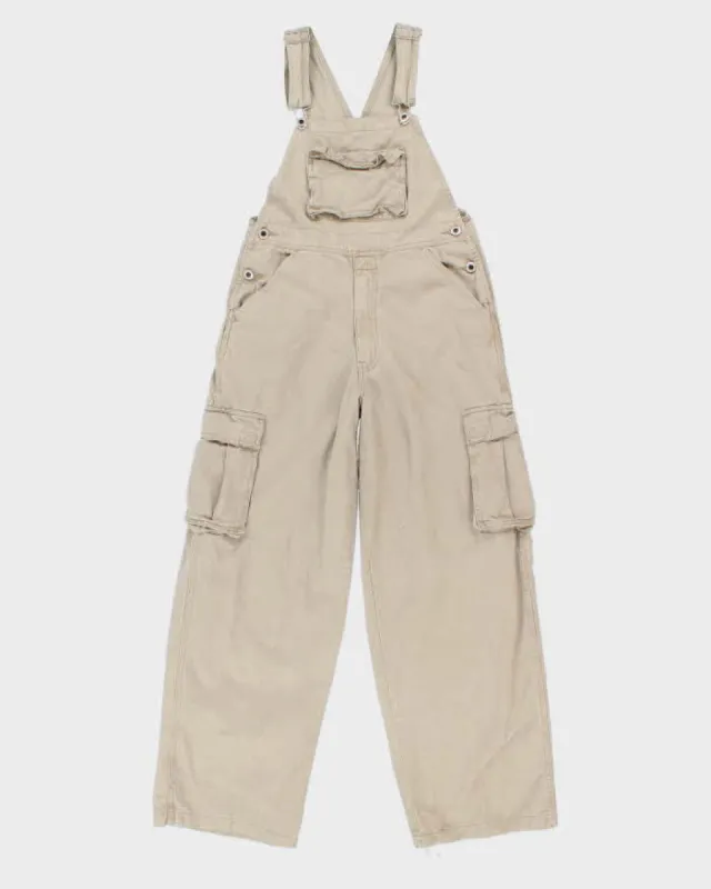 Vintage 90s Beige Cargo Dungarees - S sold by Rokit