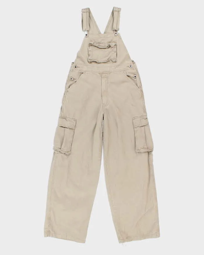 Vintage 90s Beige Cargo Dungarees - S sold by Rokit