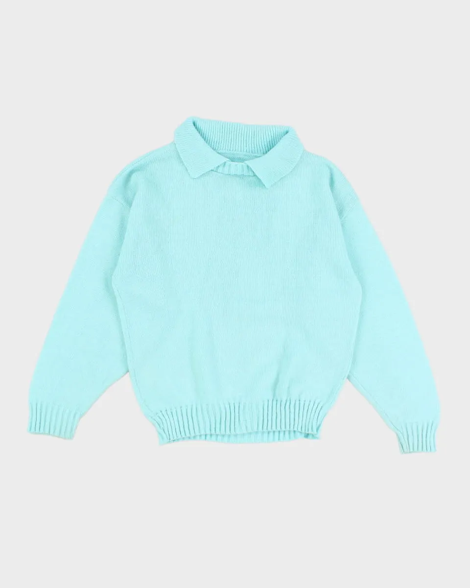 Women's Vintage Blue Knit Jumper - S sold by Rokit