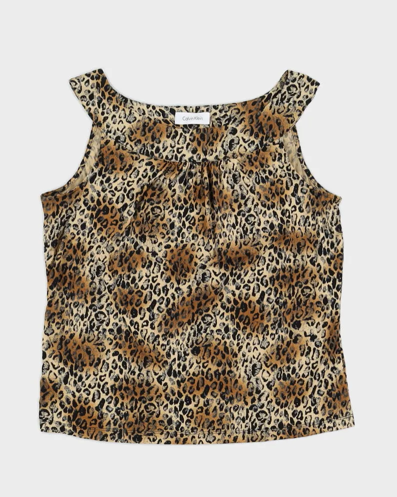 Calvin Klein Sleeveless Leopard Top - M sold by Rokit