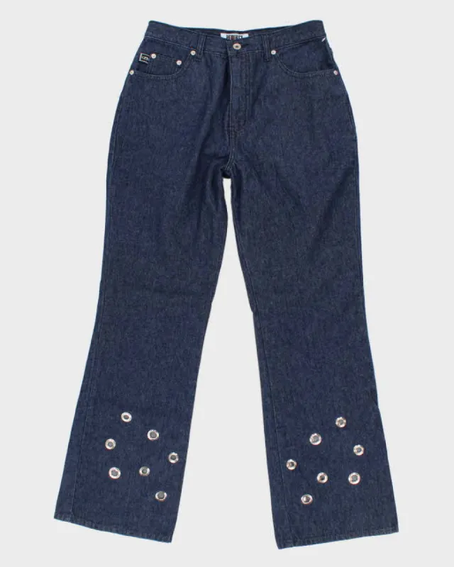 00's Vintage Womens Blue Boot Cut Jean With Eyelet Details - 32 sold by Rokit
